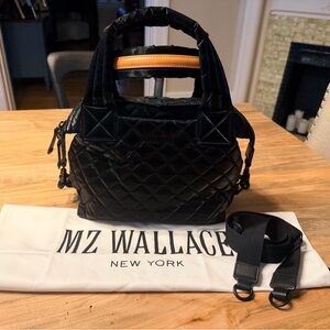 EUC! MZ Wallace small Sutton deluxe in “black liquid” Quilted Tote